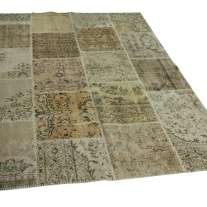 beige patchwork vloerkleed 240cm x 170cm