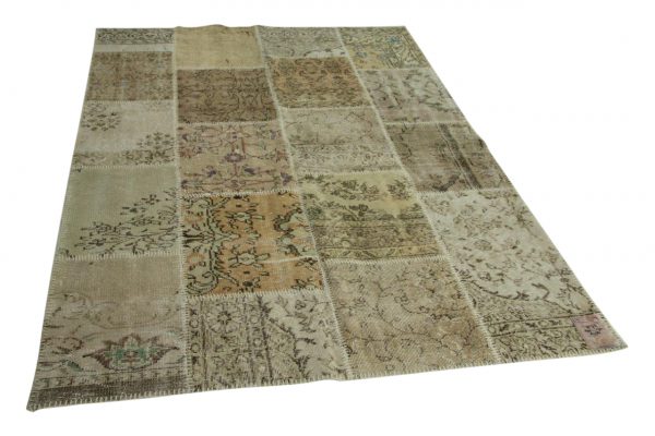 beige patchwork vloerkleed 240cm x 170cm