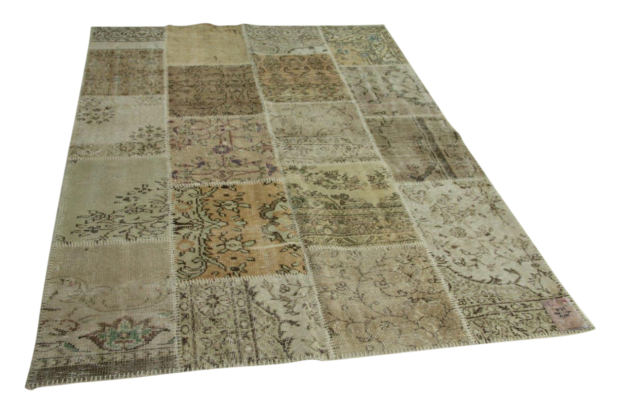 beige patchwork vloerkleed 240cm x 170cm