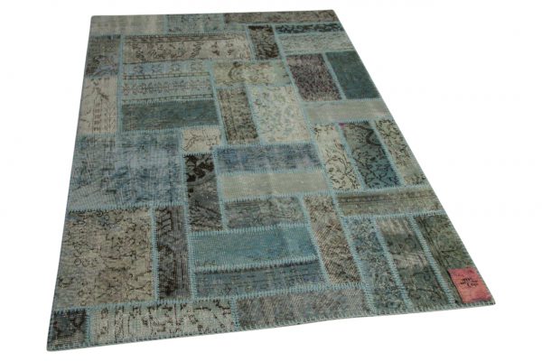 patchwork vloerkleed blauw grijs 205cm x 140cm