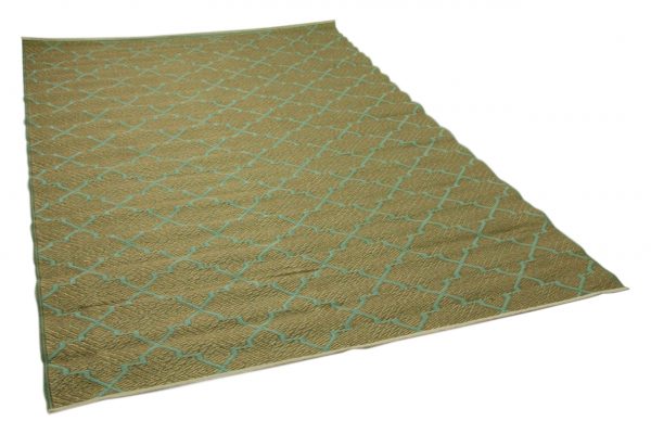 Buitenkleed goudbruin turquoise 270cm x 180cm van reclycled kunststof