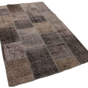 Patchwork vloerkleed, vintage, grijs 239cm x 158cm