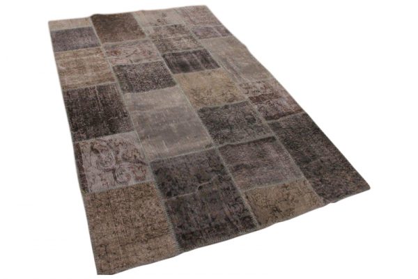 Patchwork vloerkleed, vintage, grijs 239cm x 158cm