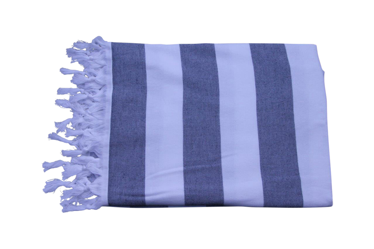 hamamdoek blauw achterkant badstof 180cm x 105cm