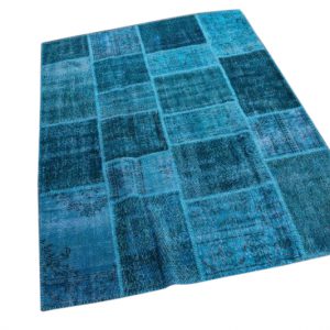 Patchwork vloerkleed, blauw, 227cm x 168cm