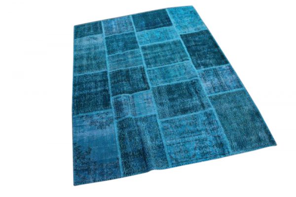 Patchwork vloerkleed, blauw, 227cm x 168cm