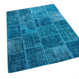 Patchwork vloerkleed, blauw, 237cm x 169cm