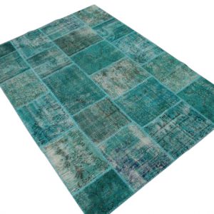 Patchwork vloerkleed, blauw, 238cm x 167cm