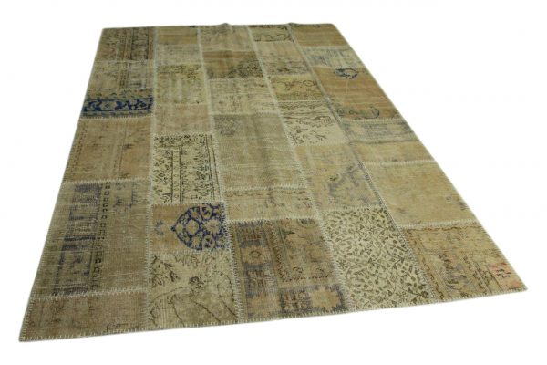 patchwork vloerkleed beige met blauw 300cm x 200cm