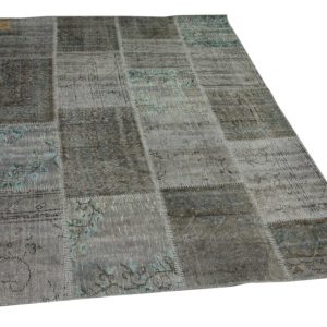 patchwork vloerkleed grijs met blauw 240cm x 170cm