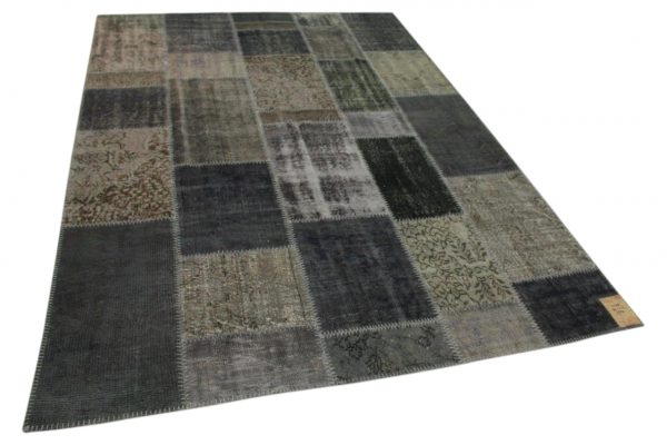 patchwork vloerkleed grijs 301cm x 210cm