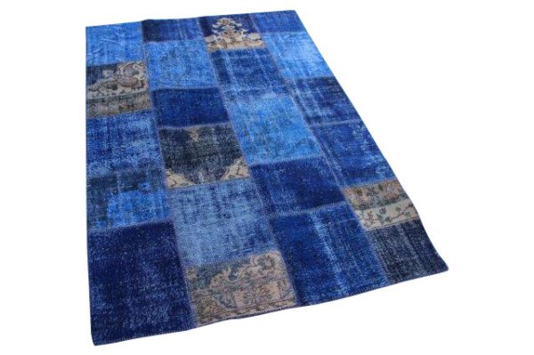 Patchwork vloerkleed, blauw, 240cm x 170cm