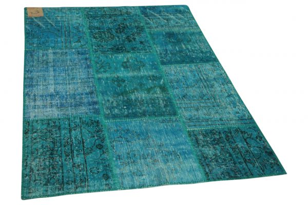 patchwork vloerkleed blauw 180cm x 120cm