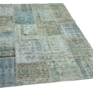 patchwork vloerkleed blauw 241cm x 170cm