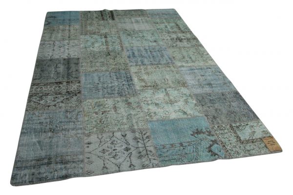 patchwork vloerkleed blauw 301cm x 200cm