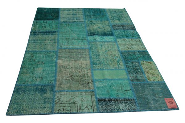 blauw patchwork vloerkleed 240cm x 170cm