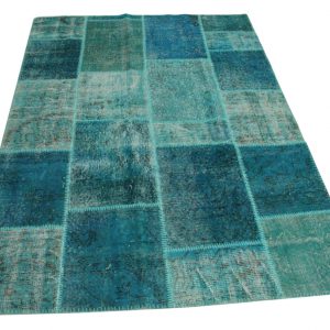 blauw patchwork vloerkleed 225cm x 160cm