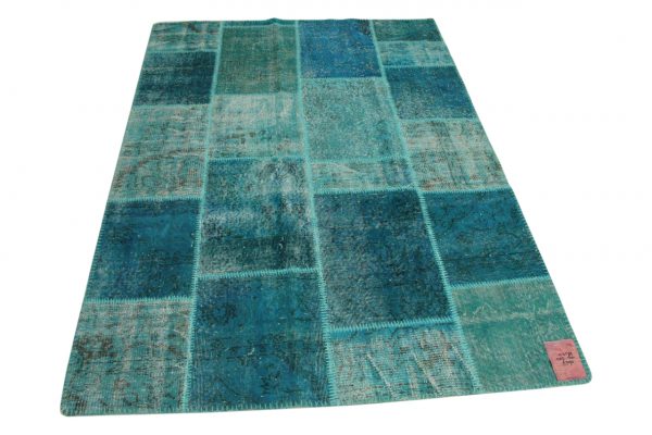 blauw patchwork vloerkleed 225cm x 160cm