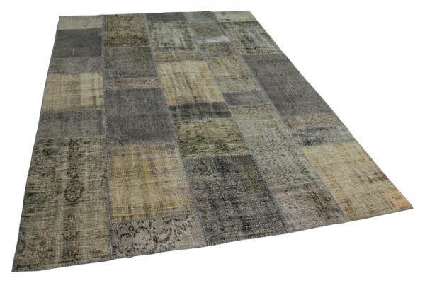 patchwork vloerkleed grijs 305cm x 210cm