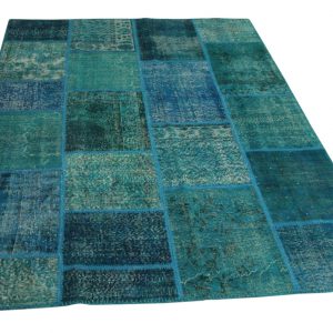 blauw patchwork vloerkleed 241cm x 170cm