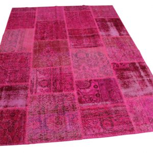 roze patchwork vloerkleed 240cm x 170cm