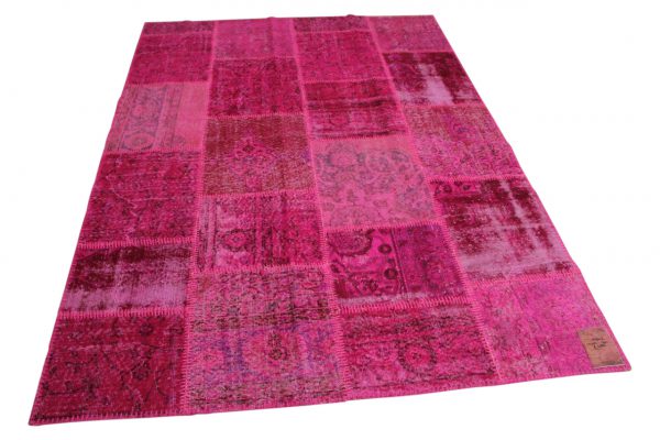 roze patchwork vloerkleed 240cm x 170cm