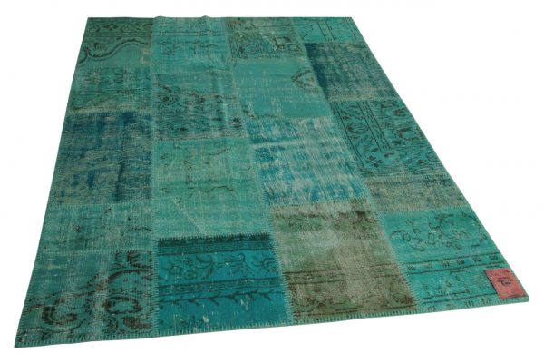 blauw patchwork vloerkleed 240cm x 170cm