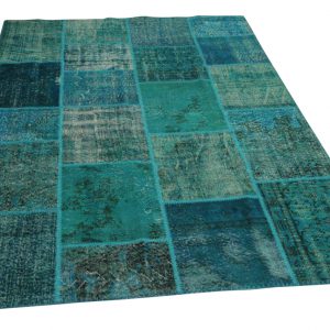 blauw patchwork vloerkleed 238cm x 172cm