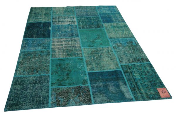 blauw patchwork vloerkleed 238cm x 172cm