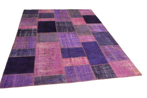 paars patchwork vloerkleed 310cm x 215cm