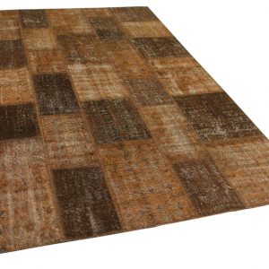 bruin patchwork vloerkleed 304cm x 202cm