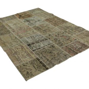 patchwork vloerleed vintage zandkleurig 240cm x 170cm