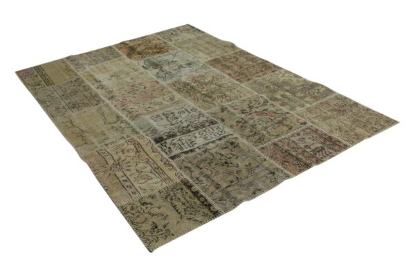 patchwork vloerleed vintage zandkleurig 240cm x 170cm