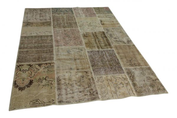 zandkleurig patchwork vloerkleed 240cm x 170cm