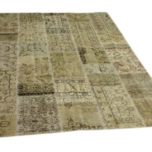 beige patchwork voerkleed 243cm x 173cm