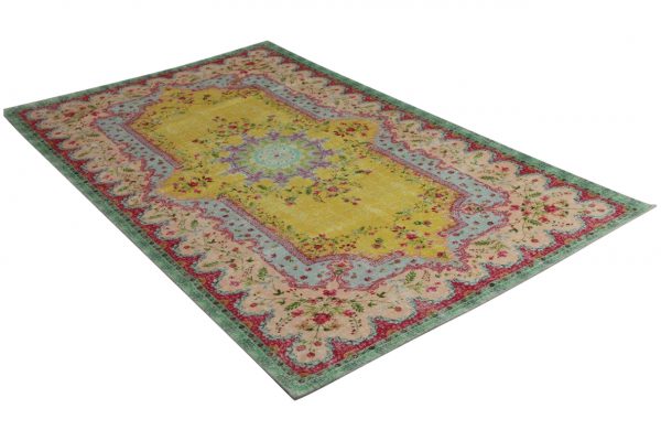 replica vintage vloerkleed geel, 225cm x 155cm