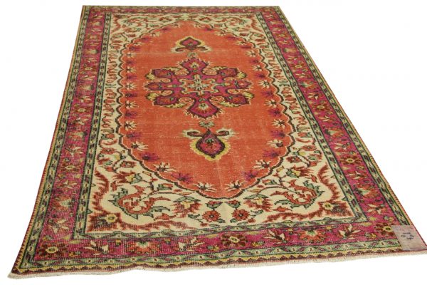 vintage vloerkleed roze, oranje 270cm x 169cm