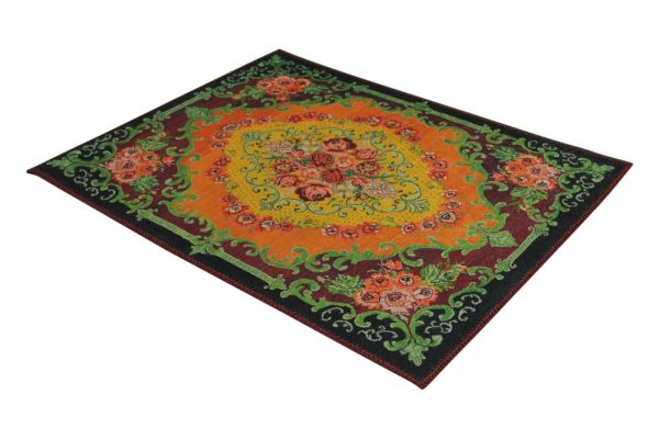 Rozenkelim badmat zwart 90cm x 70cm