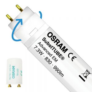 Osram SubstiTUBE Advanced EM 7.3W 830 60cm | Warm Wit - incl. LED Starter - Vervangt 18W - Draaibaar