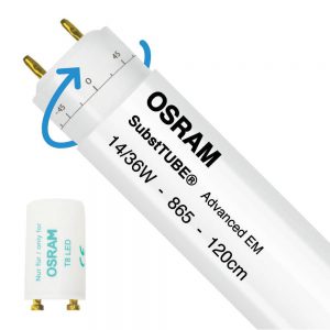 Osram SubstiTUBE Advanced EM 14W 865 120cm | Daglicht - incl. LED Starter - Vervangt 36W - Draaibaar