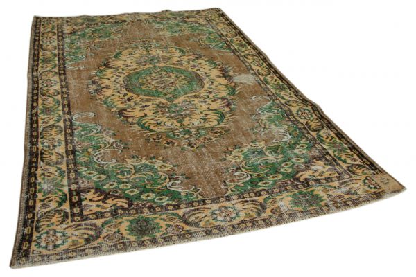 vintage vloerkleed bruin, groen 312cm x 196cm