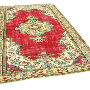 vintage vloerkleed met rood 298cm x 177cm