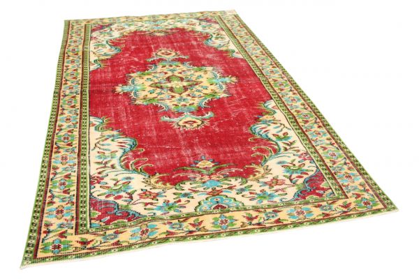 vintage vloerkleed met rood 298cm x 177cm