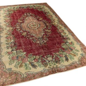 Vintage vloerkleed rood, oudroze 294cm x 190cm