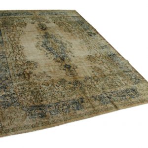 vintage vloerkleed zandkleur met blauw 396cm x 289cm