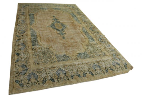 vintage vloerkleed zandkleurig met blauw 457cm x 292cm