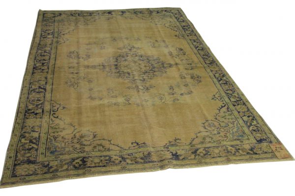 vintage vloerkleed zandkleurig, blauw 283cm x 198cm