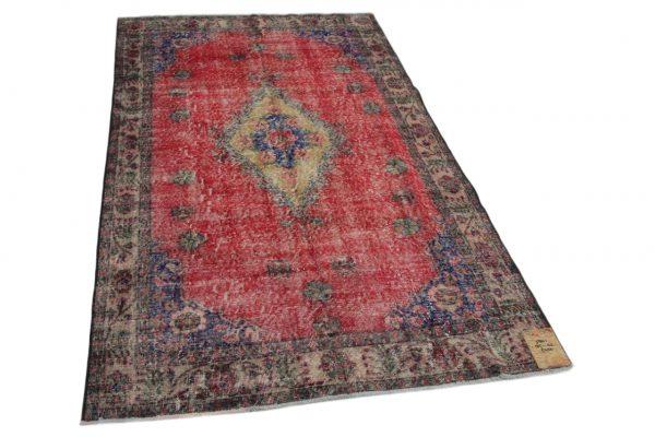 vintage vloerkleed rood 265cm x 142cm