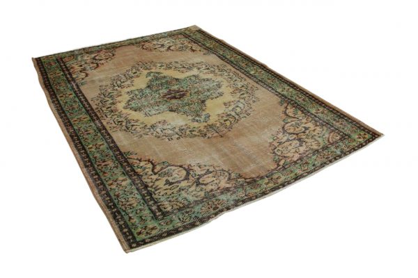 vintage vloerkleed groen, bruin 270cm x 193cm