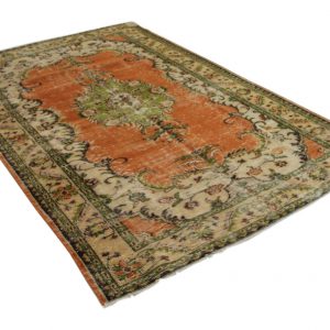 vintage vloerkleed oranje, groen 297cm x 190cm